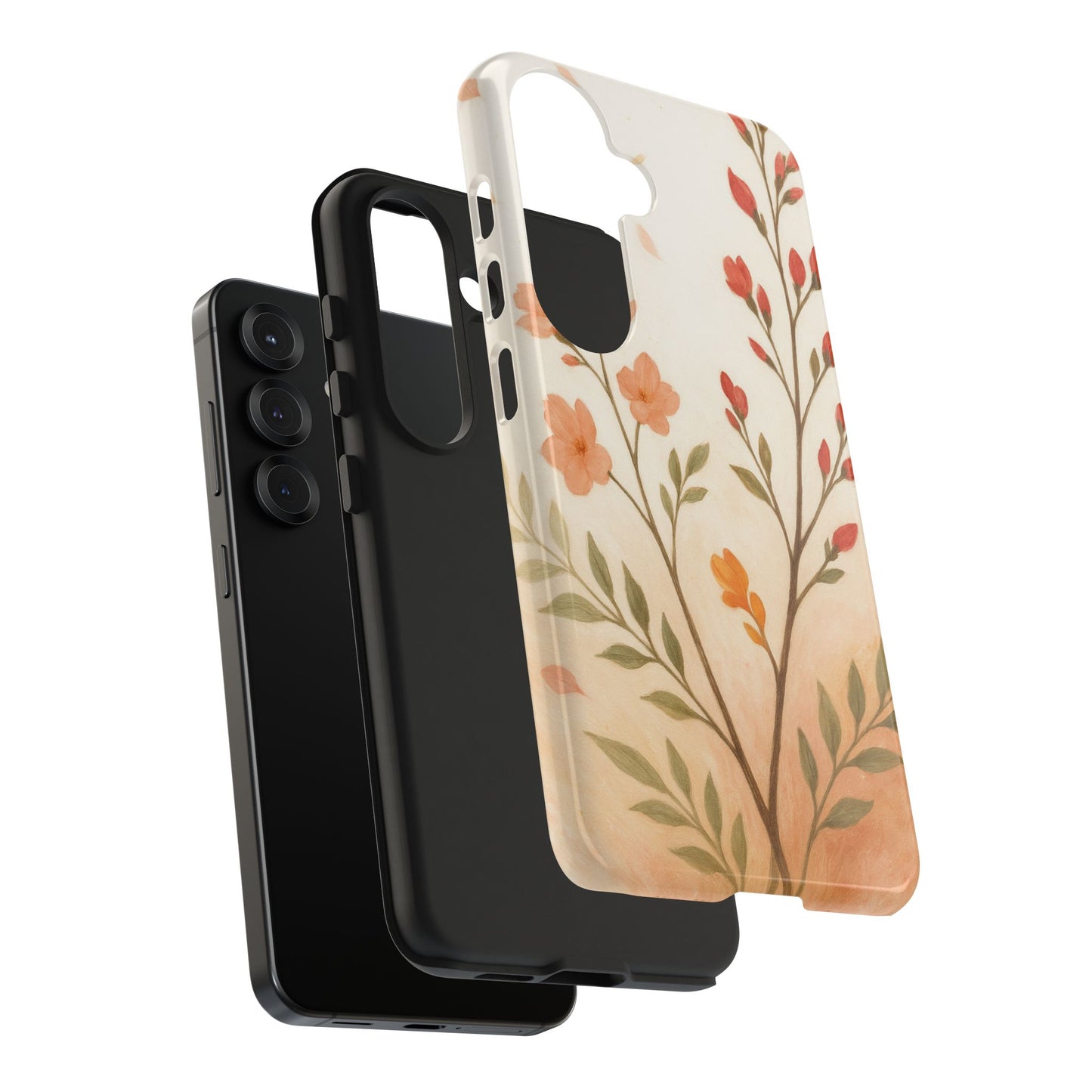 Floral Branch Tough Phone Case β Soft Peach Wildflower Protection