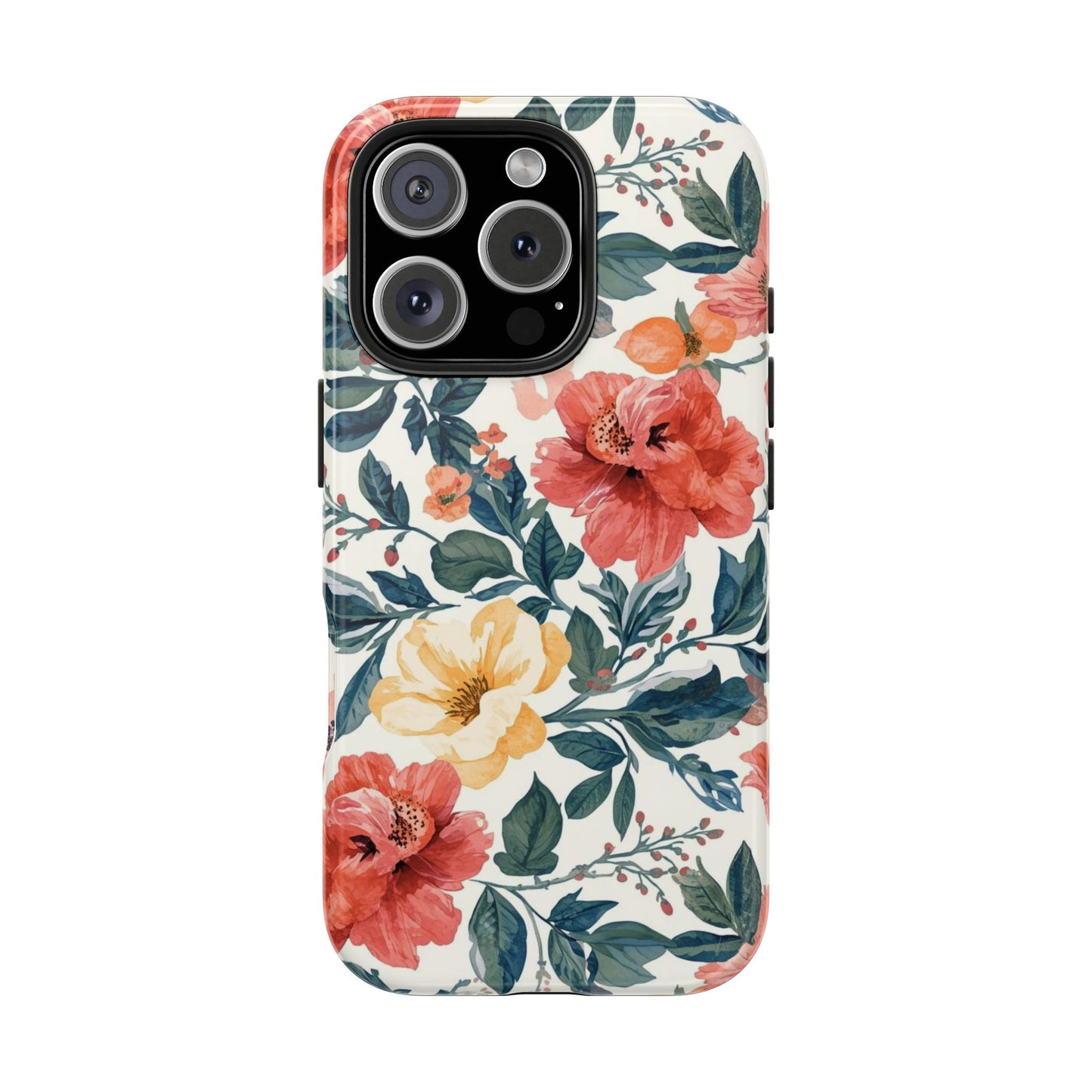 Floral Tough Phone Case — Vintage Rose Protective iPhone Cover