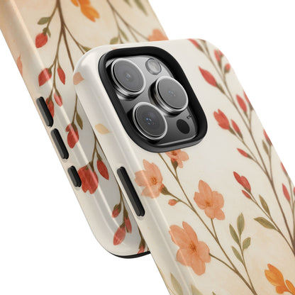 Floral Branch Tough Phone Case — Soft Peach Wildflower Protection
