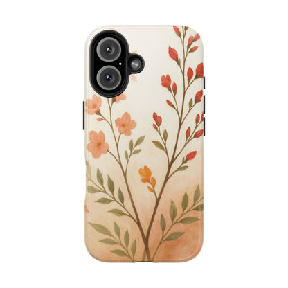 Floral Branch Tough Phone Case — Soft Peach Wildflower Protection