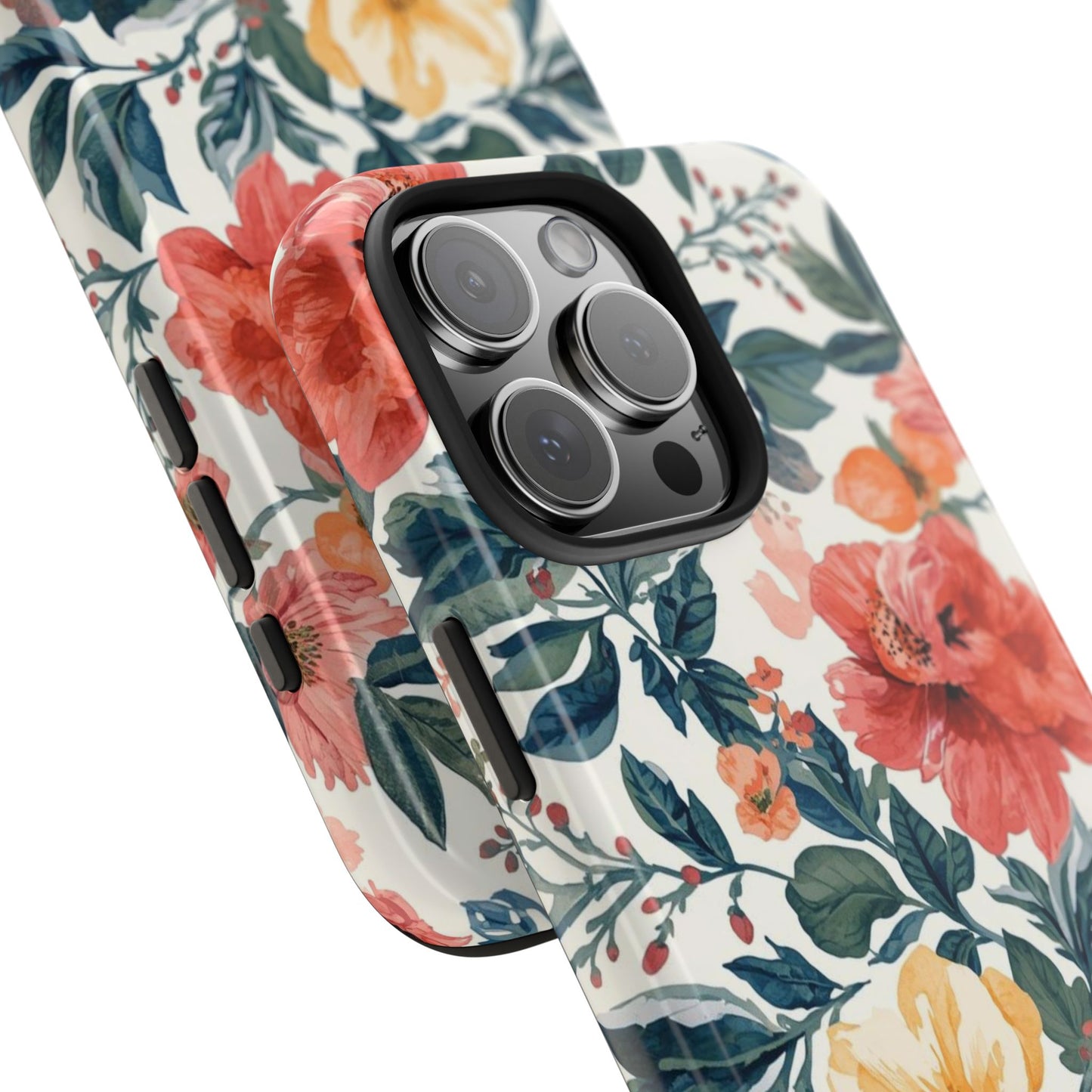 Floral Tough Phone Case — Vintage Rose Protective iPhone Cover