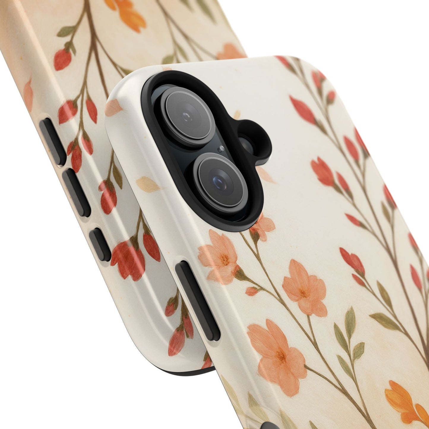 Floral Branch Tough Phone Case — Soft Peach Wildflower Protection