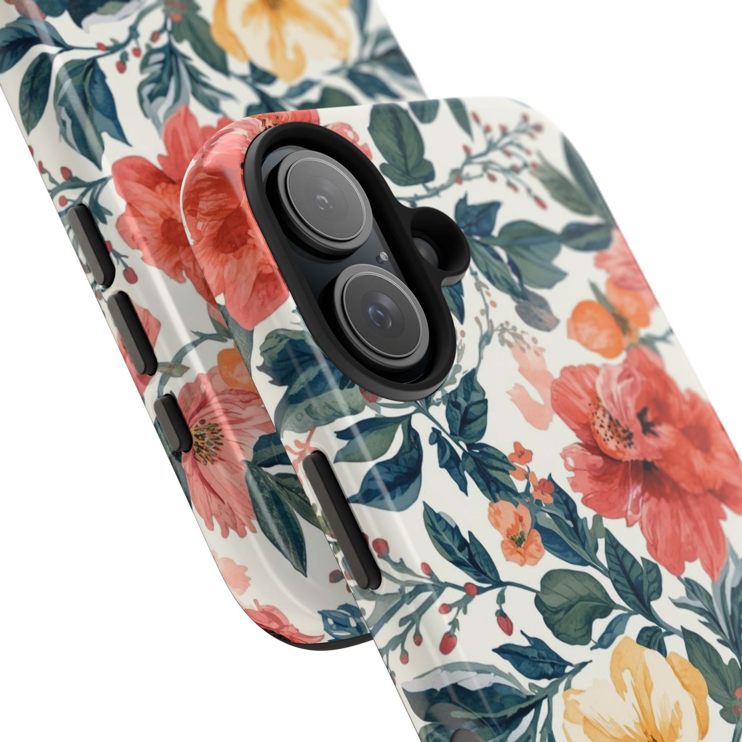 Floral Tough Phone Case — Vintage Rose Protective iPhone Cover