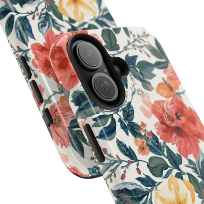 Floral Tough Phone Case — Vintage Rose Protective iPhone Cover