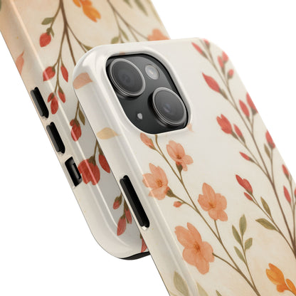 Floral Branch Tough Phone Case — Soft Peach Wildflower Protection
