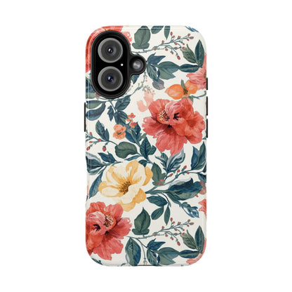 Floral Tough Phone Case — Vintage Rose Protective iPhone Cover
