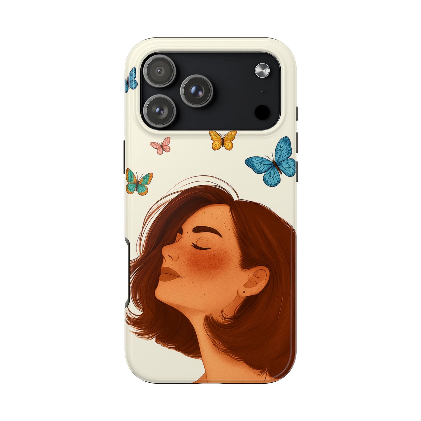 Tough Phone Case — Serene Woman & Butterflies Protective Phone Cover
