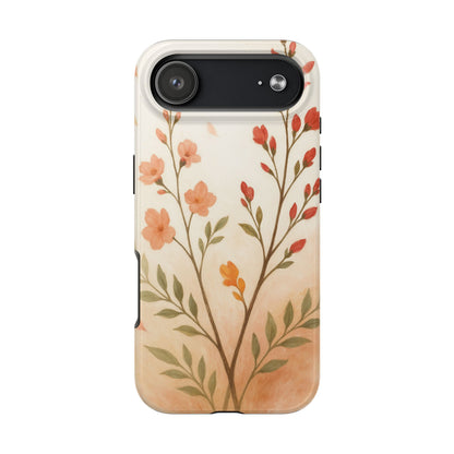 Floral Branch Tough Phone Case — Soft Peach Wildflower Protection