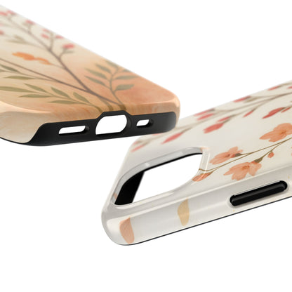 Floral Branch Tough Phone Case — Soft Peach Wildflower Protection