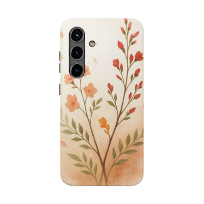 Floral Branch Tough Phone Case — Soft Peach Wildflower Protection