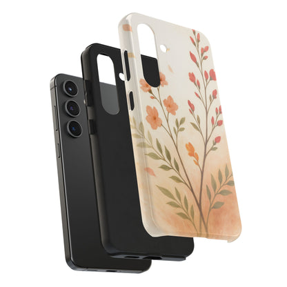 Floral Branch Tough Phone Case — Soft Peach Wildflower Protection