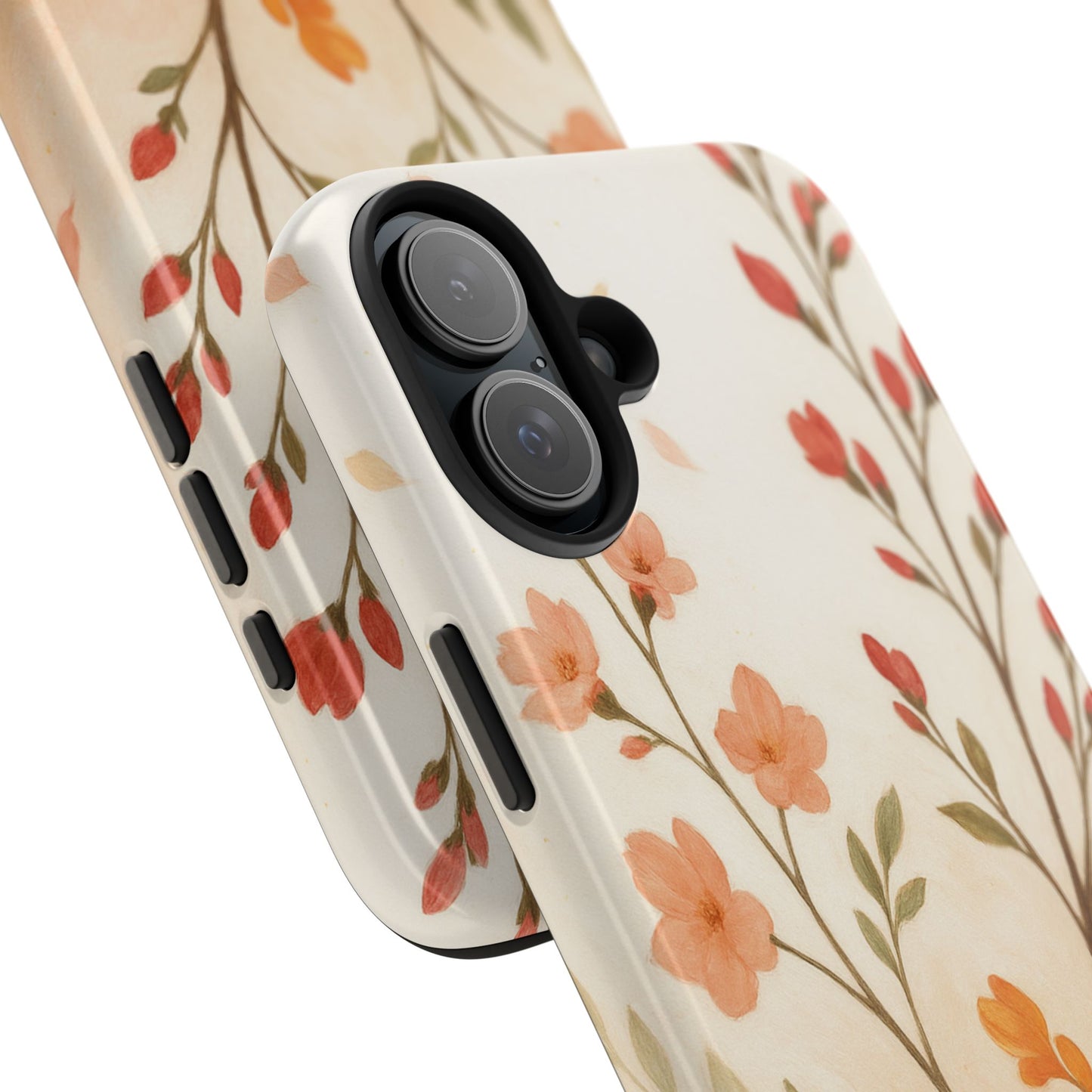 Floral Branch Tough Phone Case — Soft Peach Wildflower Protection