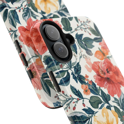 Floral Tough Phone Case — Vintage Rose Protective iPhone Cover