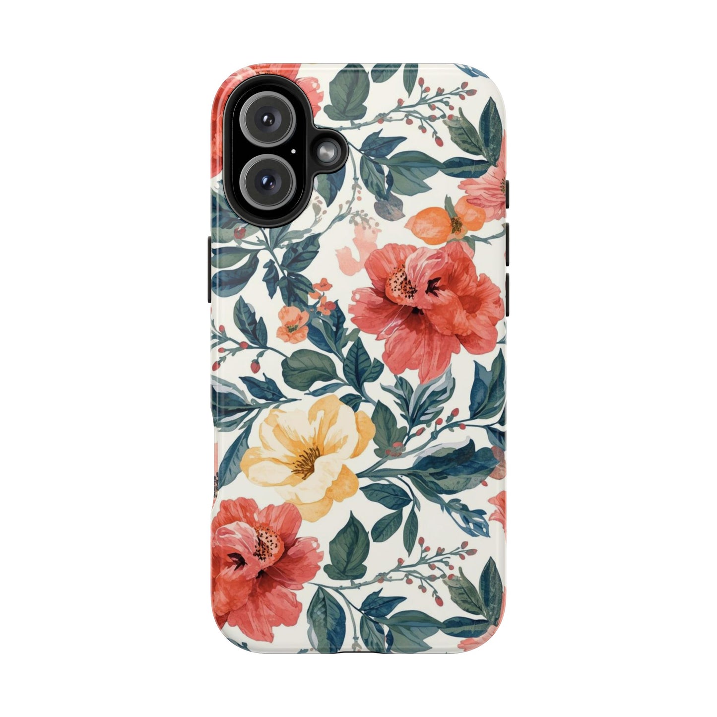 Floral Tough Phone Case — Vintage Rose Protective iPhone Cover