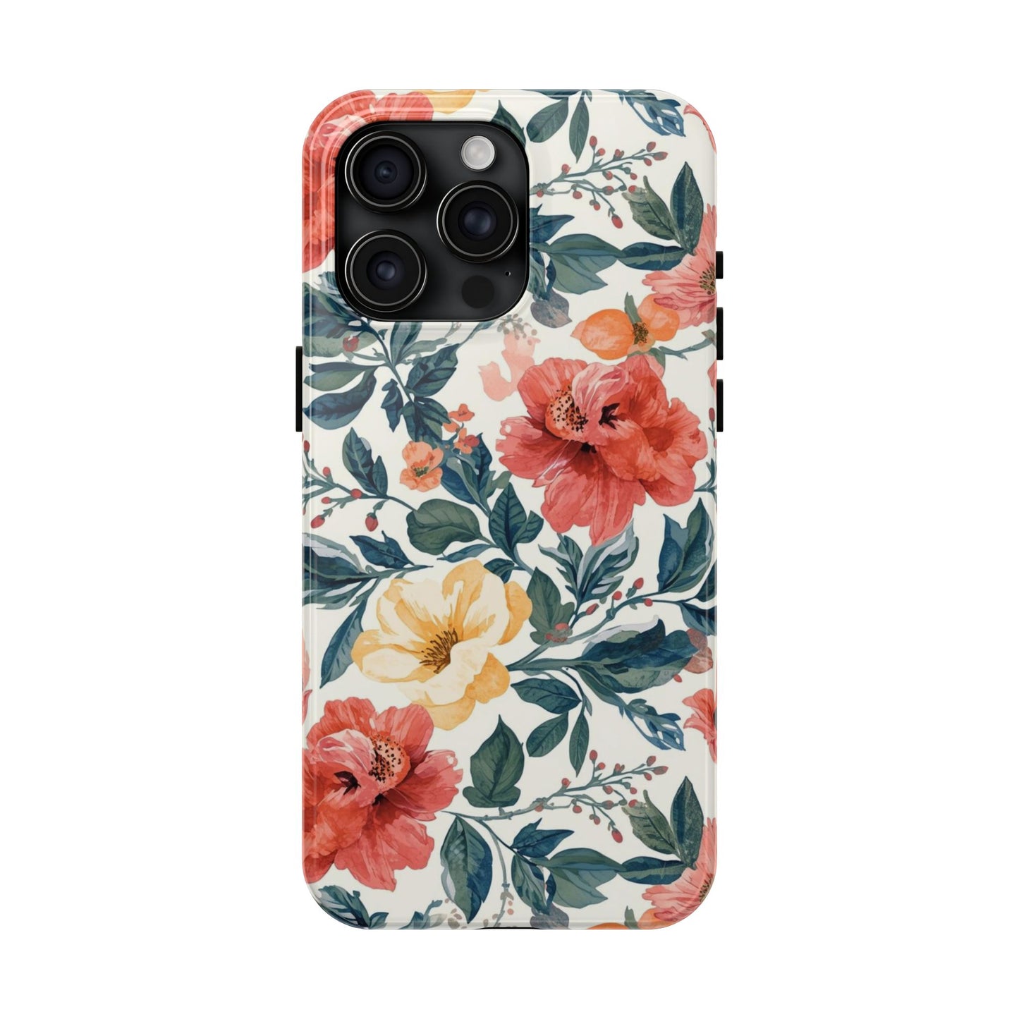 Floral Tough Phone Case — Vintage Rose Protective iPhone Cover