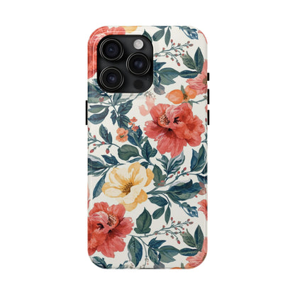 Floral Tough Phone Case — Vintage Rose Protective iPhone Cover
