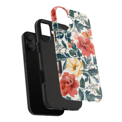 Floral Tough Phone Case — Vintage Rose Protective iPhone Cover