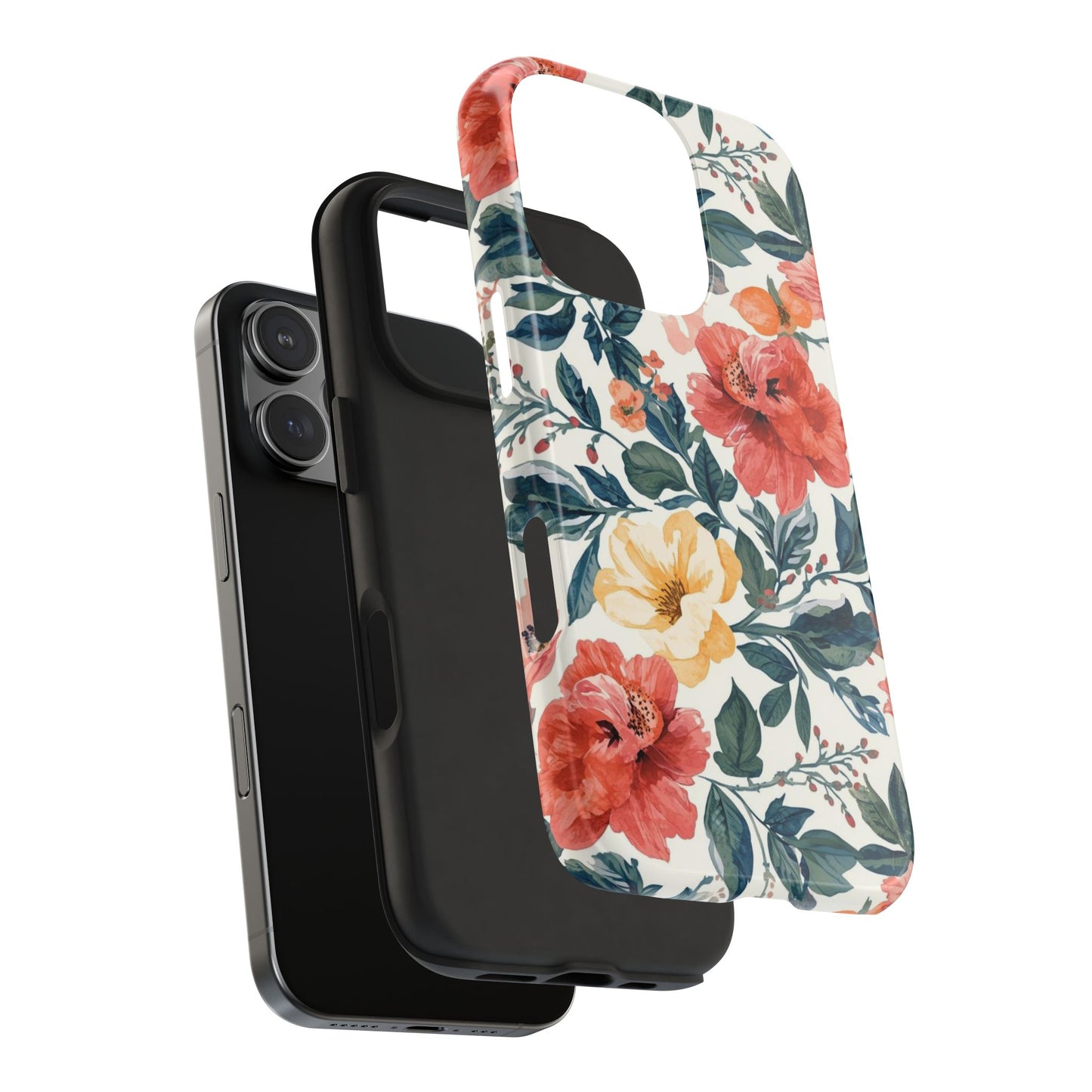 Floral Tough Phone Case — Vintage Rose Protective iPhone Cover