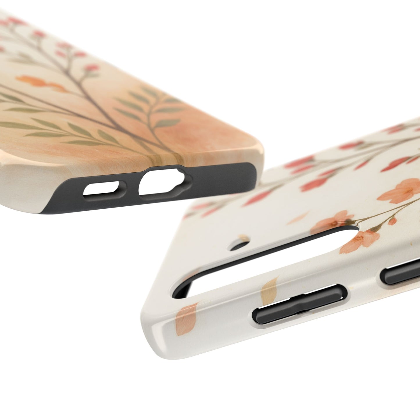 Floral Branch Tough Phone Case — Soft Peach Wildflower Protection