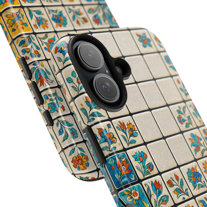 Tea on Kilim Tough Phone Case — Ottoman-Inspired Cozy Red & Gold Design