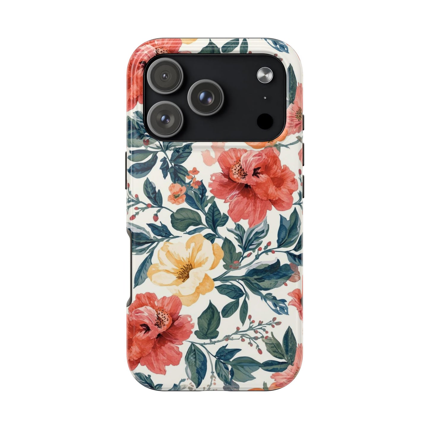 Floral Tough Phone Case — Vintage Rose Protective iPhone Cover