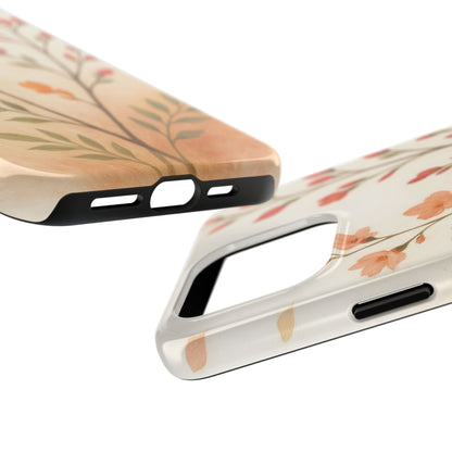 Floral Branch Tough Phone Case — Soft Peach Wildflower Protection