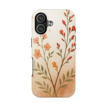 Floral Branch Tough Phone Case — Soft Peach Wildflower Protection