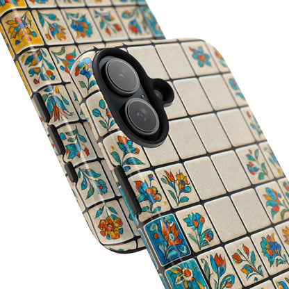 Tea on Kilim Tough Phone Case — Ottoman-Inspired Cozy Red & Gold Design