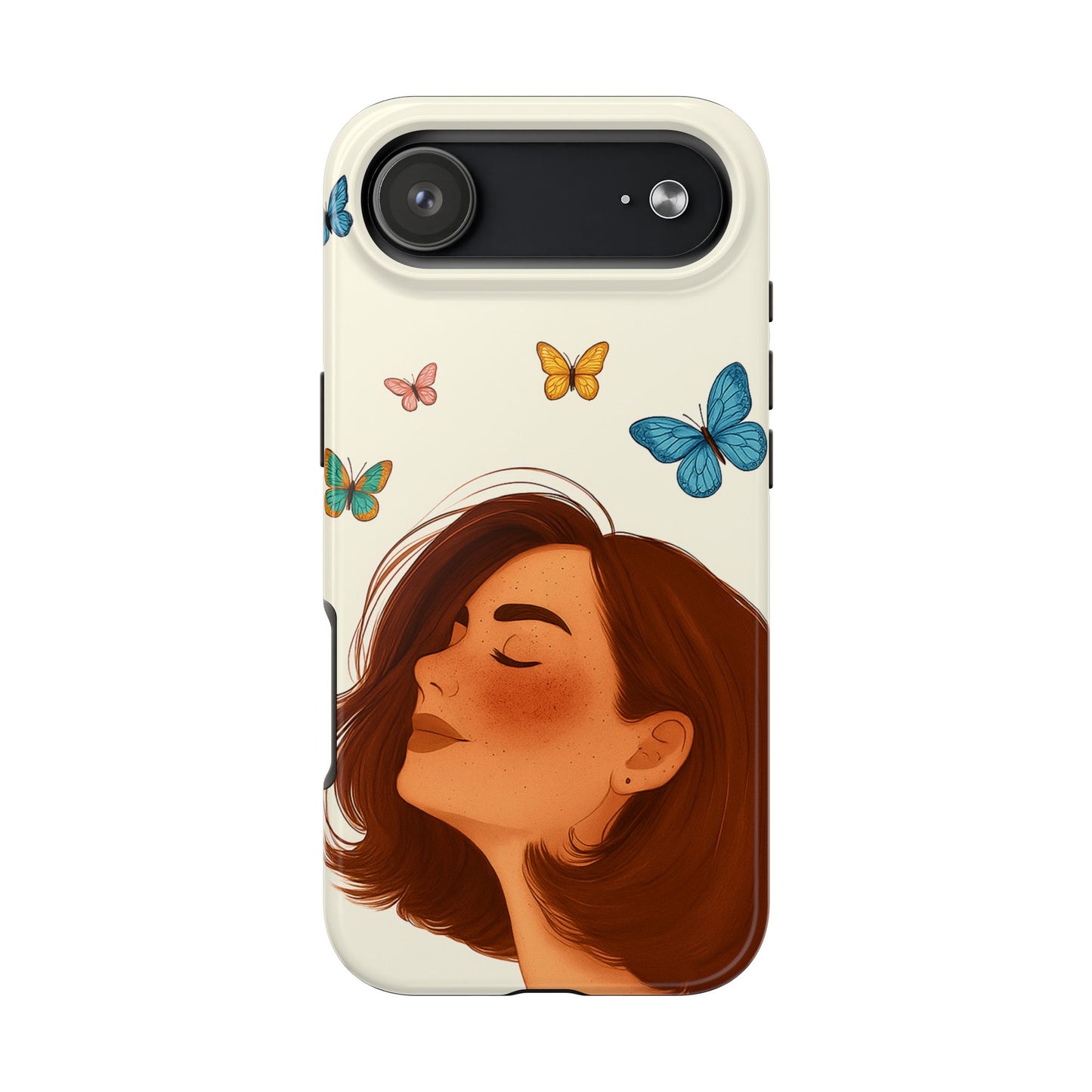Tough Phone Case — Serene Woman & Butterflies Protective Phone Cover