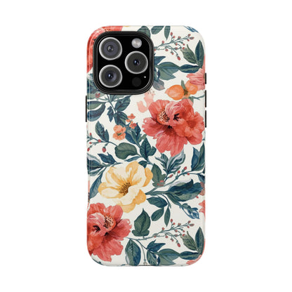 Floral Tough Phone Case — Vintage Rose Protective iPhone Cover