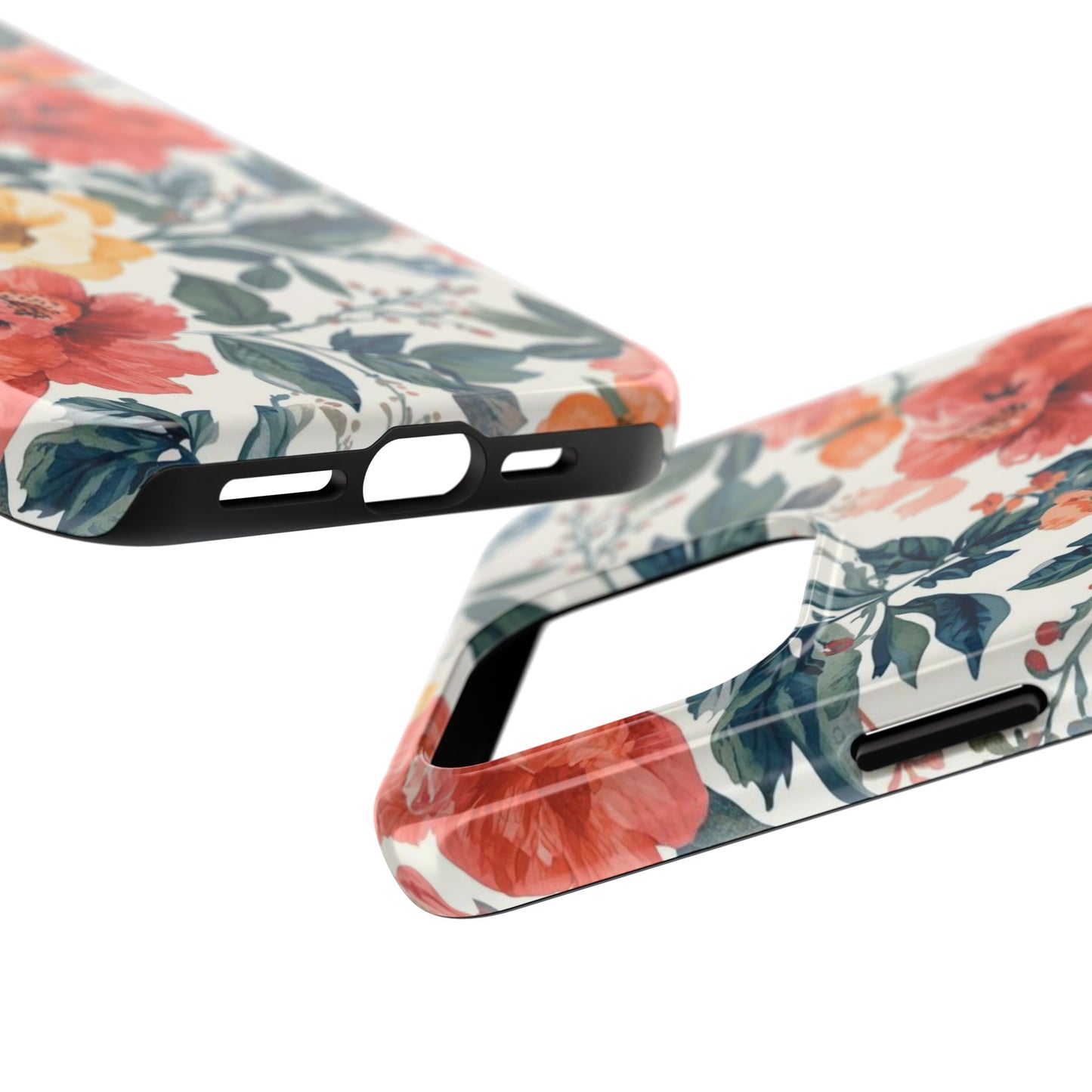 Floral Tough Phone Case — Vintage Rose Protective iPhone Cover