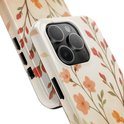 Floral Branch Tough Phone Case — Soft Peach Wildflower Protection