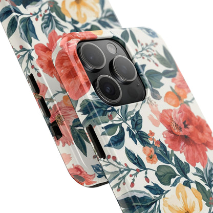 Floral Tough Phone Case — Vintage Rose Protective iPhone Cover
