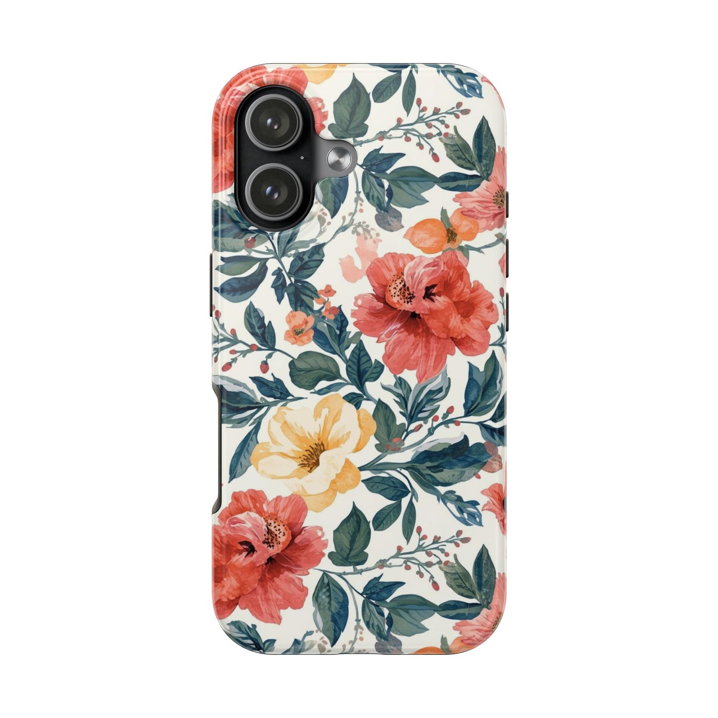 Floral Tough Phone Case — Vintage Rose Protective iPhone Cover