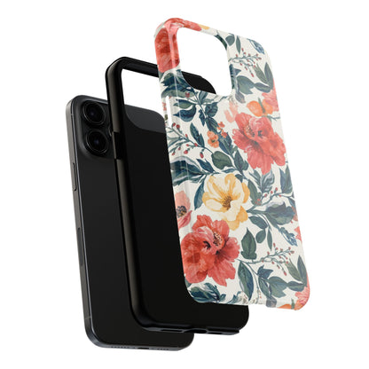 Floral Tough Phone Case — Vintage Rose Protective iPhone Cover