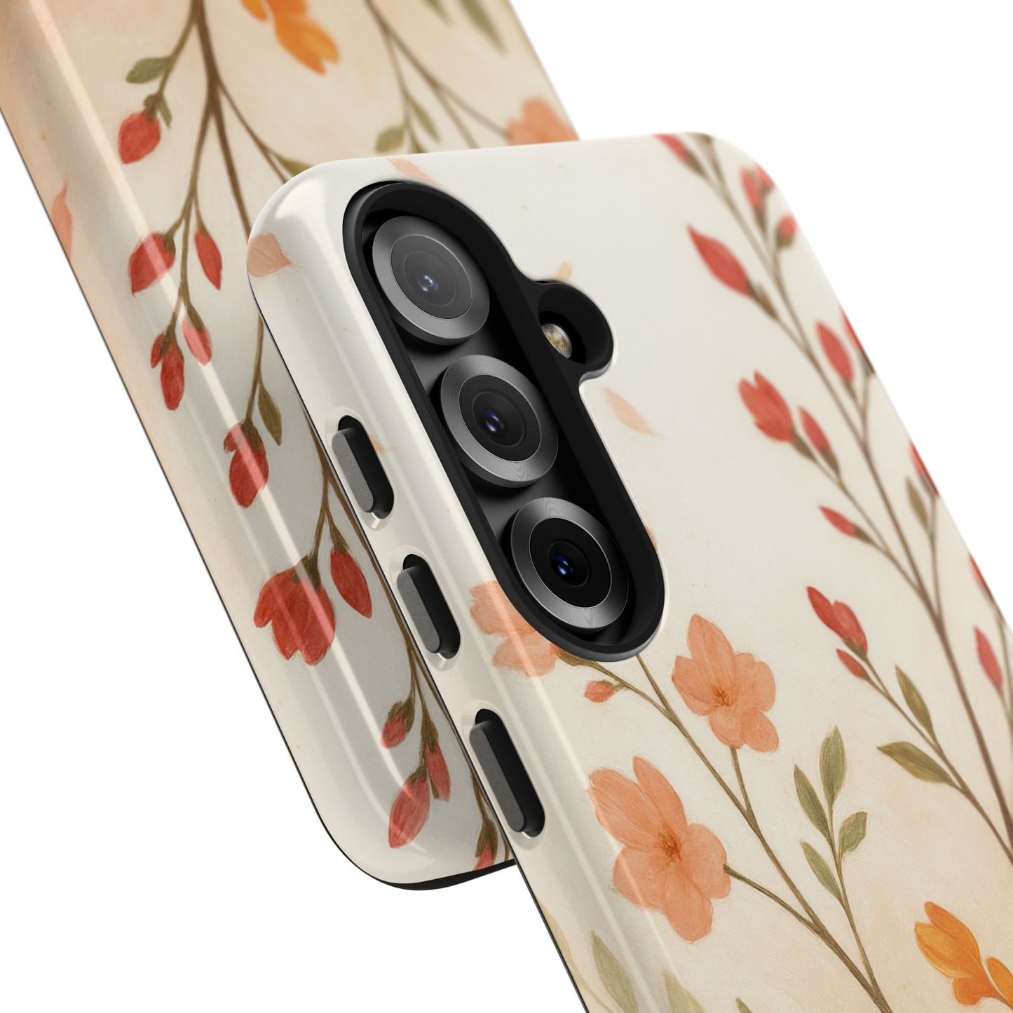 Floral Branch Tough Phone Case — Soft Peach Wildflower Protection