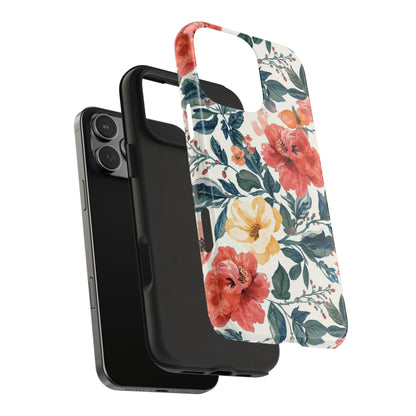 Floral Tough Phone Case — Vintage Rose Protective iPhone Cover