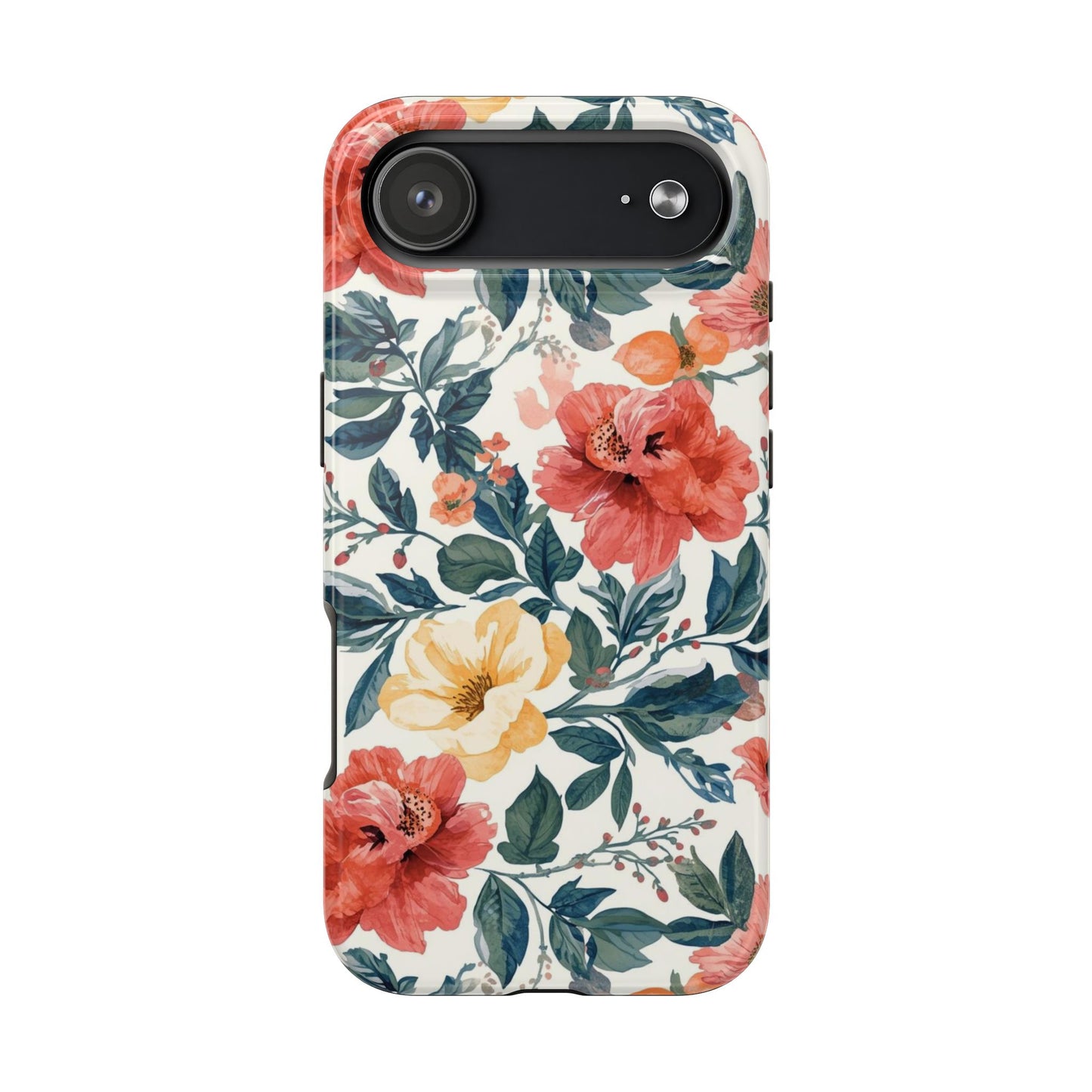 Floral Tough Phone Case — Vintage Rose Protective iPhone Cover