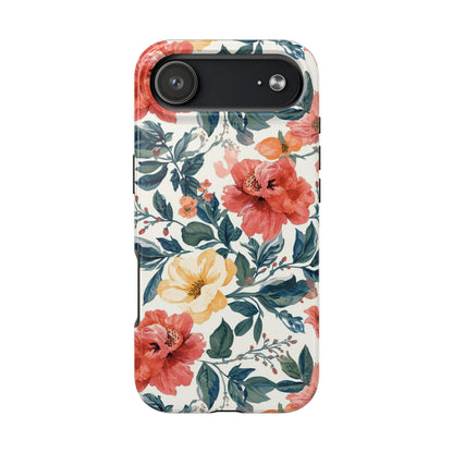 Floral Tough Phone Case — Vintage Rose Protective iPhone Cover