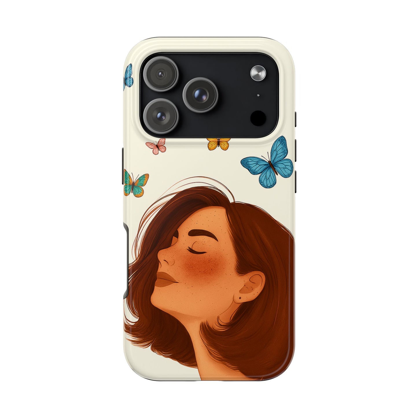 Tough Phone Case — Serene Woman & Butterflies Protective Phone Cover