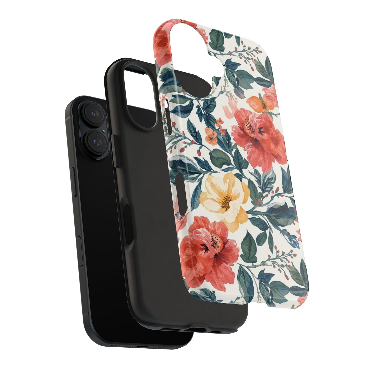 Floral Tough Phone Case — Vintage Rose Protective iPhone Cover