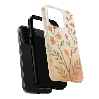 Floral Branch Tough Phone Case — Soft Peach Wildflower Protection