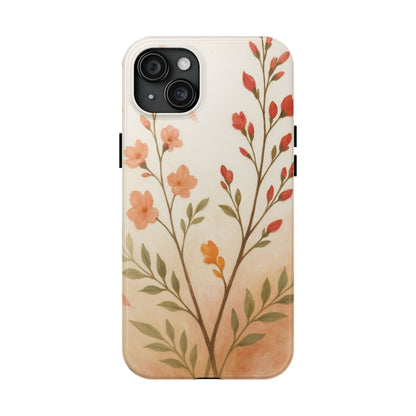 Floral Branch Tough Phone Case — Soft Peach Wildflower Protection